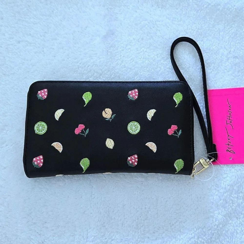 Betsey Johnson Fruits🍒🍐 XO Zip Around Wristlet - NWT